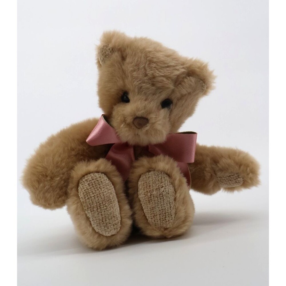 First & Main Teddy Bear Plush Brown Pink Bow 20–30 Years Old Soft Toy